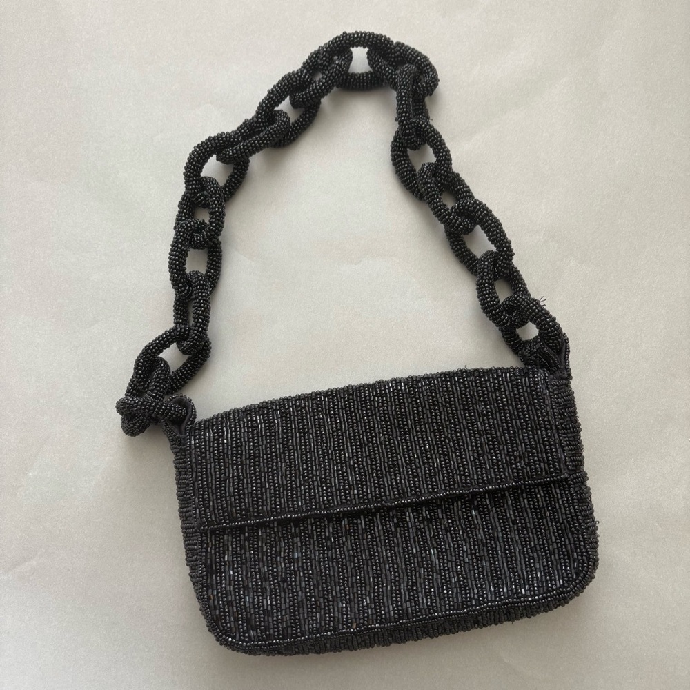 Maeve  (Anthropologie) The Fiona Beaded Bag: Chain Edition – Black, NWOT